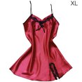 thumbnail image 1 of Camisón de encaje con cuello en V y espalda descubierta, camisón sedoso, ropa de dormir para mujer, rojo vino, XL Vogacara AP001175-04B, 1 of 7