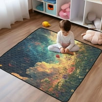 WOBOGO Beautiful Flower Sea Baby Playmats Extra Large Waterproof Rollable Activity Pads for Toddlers 50×50inch