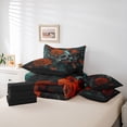thumbnail image 5 of Homewish Orange Rose Floral Twin Bedding Sets 7-Piece for Lover, Romantic Gothic Skull Bedding Comforter Set, Couple Anniversary Reversible Sheet Sets, Luxury Bedroom Decor, 5 of 7
