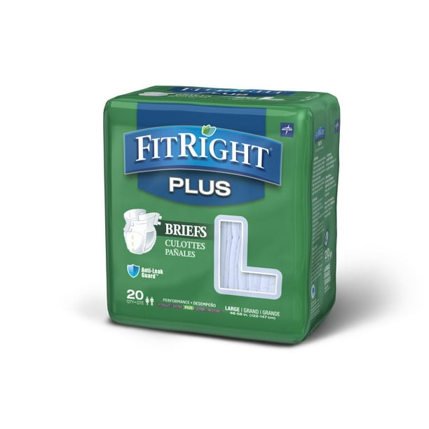 FitRight OptiFit Extra+ Briefs, with Leak Stop Guards, Adult Disposable ...