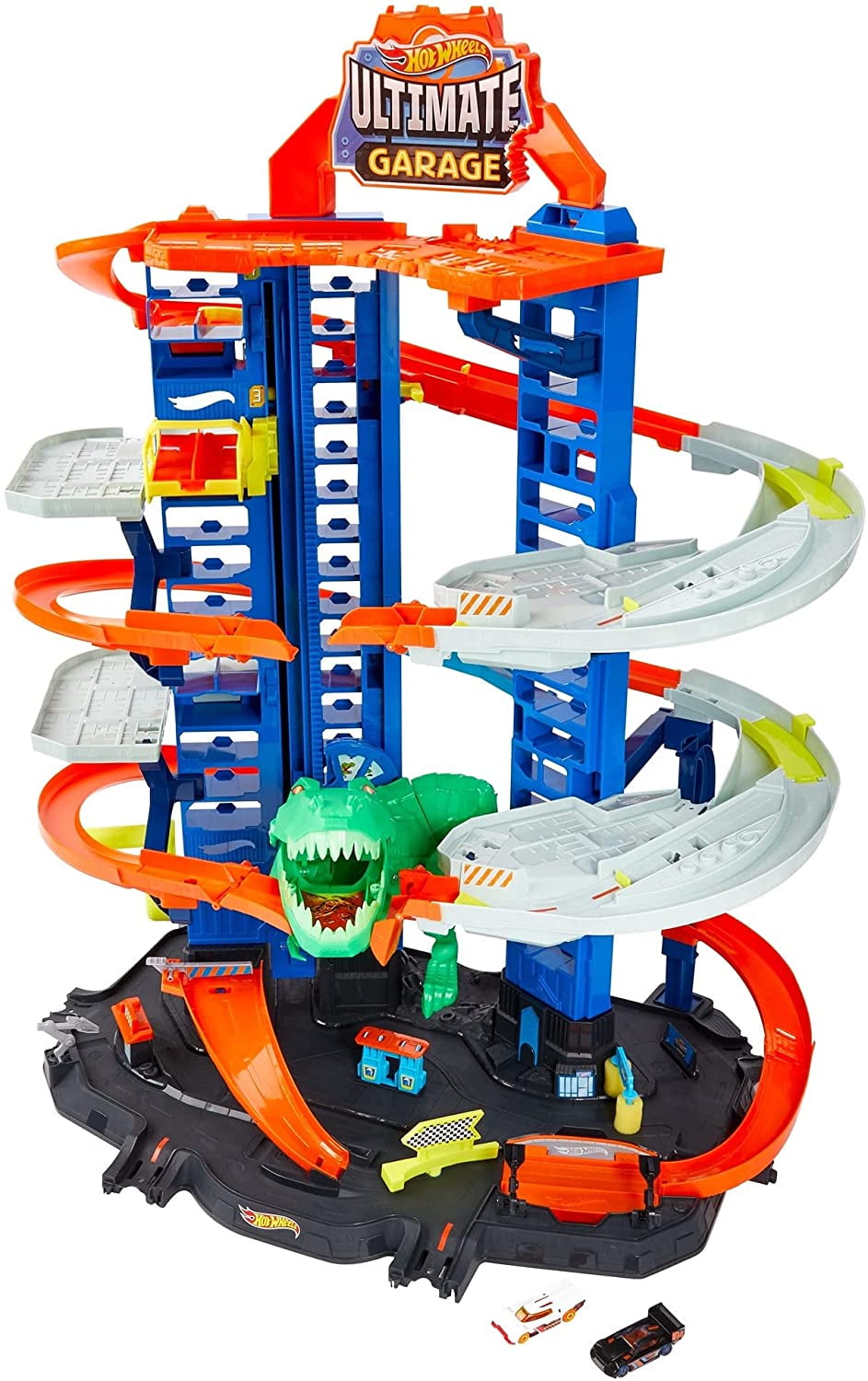 Hot Wheels City Ultimate Garage Playset with 2 Toy Cars & Robo-Dinosaur 