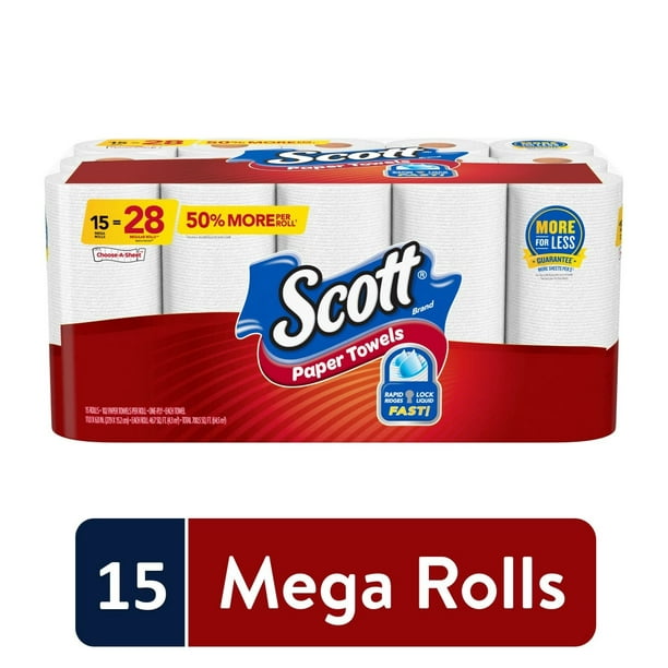 Scott Paper Towels, ChooseASheet 15 Mega Rolls = 28 Regular Rolls (102 Sheets Per Roll