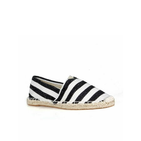 Nature Breeze Striped Women's Espadrille Flats in Black