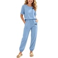 thumbnail image 6 of WRKEKC Girls Athletic Sets Printed Round Neck Short Sleeve T Shirt and Pocket Long Pants Set for 5-14 Years, 6 of 7