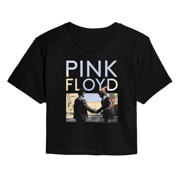 Pink Floyd - Pink Floyd Wywh Handshake Fire - Juniors Cropped Short Sleeve Graphic T-Shirt