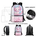 thumbnail image 4 of Yuyamidu Kawaii Axolotl School Backpack Set 4 Pieces with Lunch Bag Pencil Case and Water Bottle Holder for Kids Girls Boys Elementary and Middle School, 4 of 7