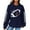 Navy, variant on Graphic Hoodies Knit Hoodie Women's Sweatshirt Football Graphic Long Sleeve Sweater Football Season Pullover