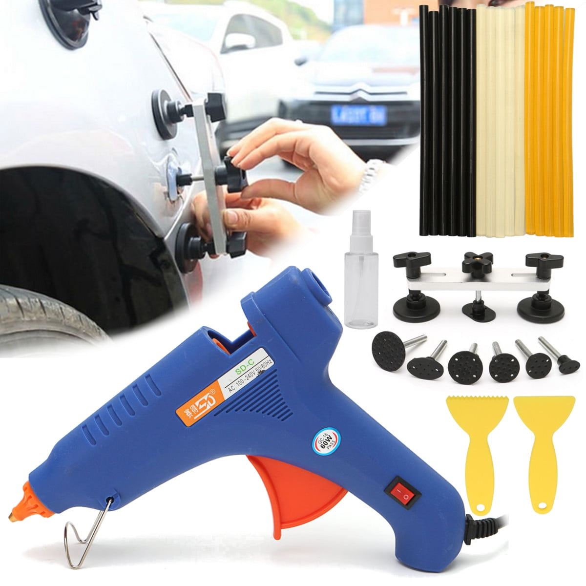 Paintless Dent Repair Removal PDR Tools Auto Body Kit Puller Bridge