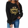 thumbnail image 2 of Mifsaly Football Sweatshirts for Women Game Day Football Glitter Print Sweatshirt Crewneck Long Sleeve Oversized Pullover Team Fans Gameday Outfits M, 2 of 5