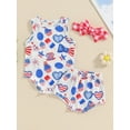 thumbnail image 2 of CIYCuIT Independence Day Baby Girls Shorts Sets 3M 6M 12M 18M Cartoon Print Sleeveless Romper + Elastic Band Shorts 2Pcs Newborn Infant Cute Summer Outfit, 2 of 8