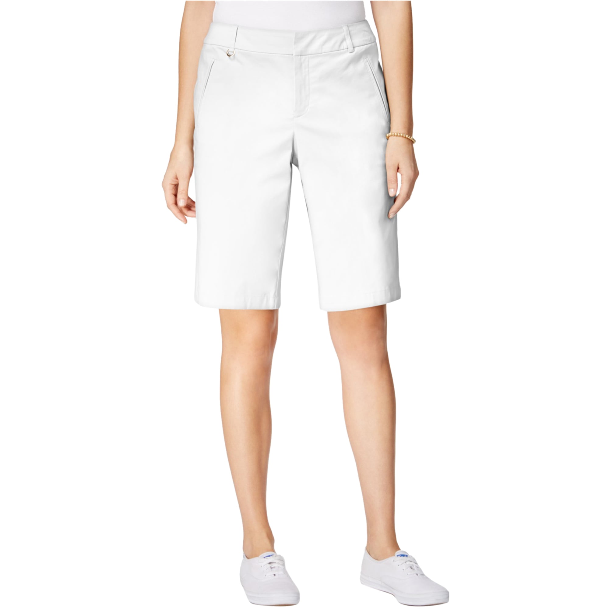 Charter Club Womens Embellished Casual Bermuda Shorts, White, 4 ...