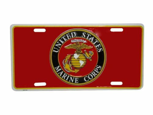 EGA Marines Marine Corps BLACK Emblem 6"x12" Aluminum License Plate Tag 