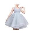 thumbnail image 1 of Robe Fille Bleue Grise Évasée Superposée Croisée Dos Nu 7 Ans, 1 of 7
