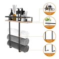 thumbnail image 6 of AOOOWER Vertical Wooden Wall Mounted Bathroom Towel Rack 2 Layer Storage with Grids Meshes Design Metal Frame Wooden Shelf, 6 of 7
