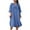Blue, variant on hotojiny Summer Dresses for Women Cotton Linen V Neck Plus Size Midi Dresses Casual Rolled 3/4 Sleeve Split Beach Dresses