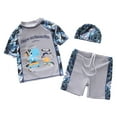 thumbnail image 3 of YDFCWXW Baby Toddler Boys Swim Set - 3 Piece Swim Trunks and Boys Rash Guard Short Sleeve Kids Swimwear with Swim Caps (Grey, XL), 3 of 3
