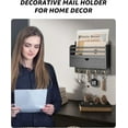thumbnail image 2 of Decorative Mail Organizer - Wood Key Holder Wall Mount with Storage Drawer and 7 Key Hooks - Home Decor for Organizing Your Entryway, Hallway, or Office (Black), 2 of 12