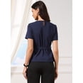 thumbnail image 3 of DARING DIVA Women's Peplum Summer Pleated Crew Neck Blouse XS Dark Blue, 3 of 6