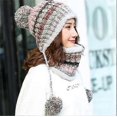 thumbnail image 2 of Conjunto de gorro y bufanda de punto para mujer, gorro de invierno cálido y grueso con pompón de ganchillo y dobladillo para exteriores., 2 of 4