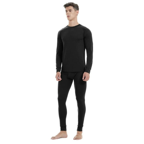 Mens 100% Merino Wool Base Layer Sets for Ski Midweight Thermal Underwear Top Bottom