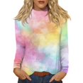 thumbnail image 2 of Long Sleeve Shirts For Women T-Shirts Crew Neck Daily Casual Tie Dye Shirt Basic Tee Loose Fit Lightweight Blouses Funny Tshirts Tops Orange M, 2 of 6