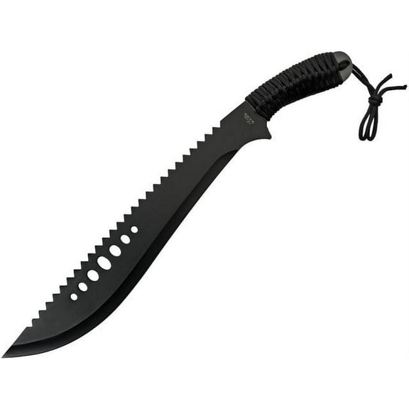 Szco Supplies 21” Full-Tang Curved Sawback Machete with Cord-Wrapped Handle