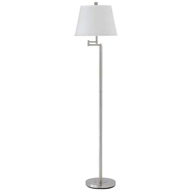 Metal Round 3 Way Floor Lamp with Spider Type Shade, Silver & White