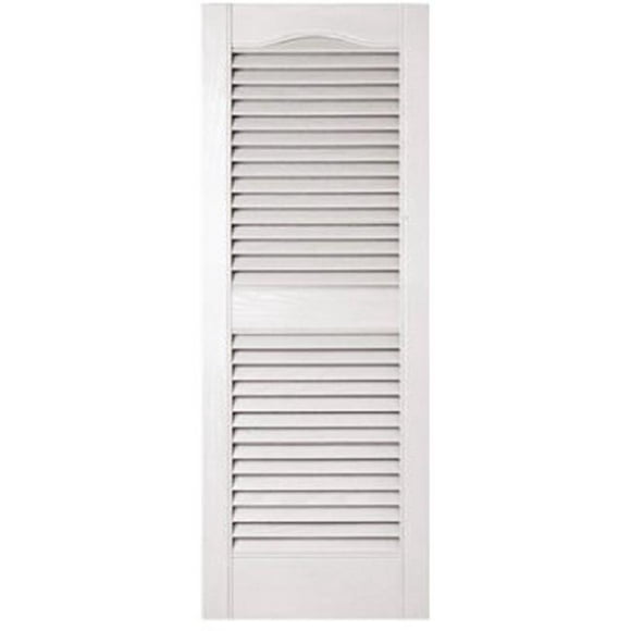 Builders Edge 010140039001 15 x 39 Pouces en Vinyle Arqué Haut Rail Central Volets Louvered&44; Blanc