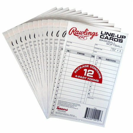 Rawlings 4-Part Carbonless Baseball & Softball Lineup Cards