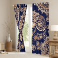 thumbnail image 3 of Homewish Tribal Damask Paisley Black Out Curtains, Navy Hippie Bohemian Curtains Pack of 2 (42x63 Each), Rustic Farmhouse Bedroom Curtains, Black Out Curtains Decor, 3 of 6