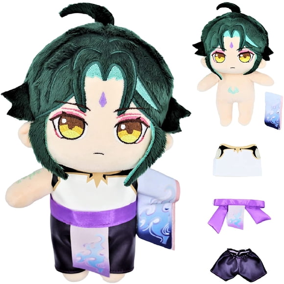 HTAIGUO Xiao Plush Figure 23cm/9inch Cosplay Plushie Doll with Changeable Doll Clothes Collectable Merch Gift to Genshin Game & Anime Fans (Xiao)