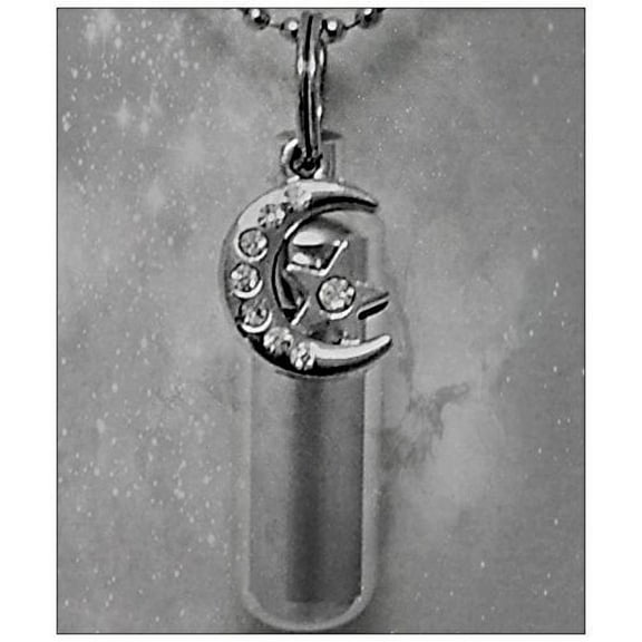 Crescent Moon and Star Cremation Urn with Laser Engraved Heart - Includes Velvet Pouch and Fill Kit