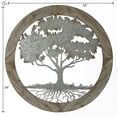 thumbnail image 6 of LuxenHome Gray Metal Tree of Life with Roots Wall Decor with Round Wood Frame, 6 of 9