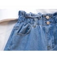 thumbnail image 4 of Hurxie Women's Paper Bag Waist Button Roll Up Hem Denim Shorts with Pockets Blue,XS, 4 of 5
