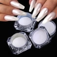 thumbnail image 3 of Aurora perla blanca uñas brillo polvo cromo luz de luna blanco frotar en polvo Shell espejo pigmento suministros de decoración de uñas, 3 of 5