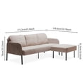 thumbnail image 4 of 3 Seater L-Shaped Sofa with Ottoman, Space-Saving Polyester Fabric Couch for Small Living Rooms, Bedrooms & Apartments - Beige, 4 of 8