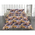 thumbnail image 2 of Ambesonne Abstract Quilted Coverlet 3 Pcs, Colorful Design Brush Art, Queen Size, Dark Lavender and Marigold, 2 of 4