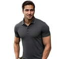 thumbnail image 2 of Men's Cotton Slim Polo Short Sleeve Shirt, Charcoal Grey 2XL, 1 Pack, 2 of 7