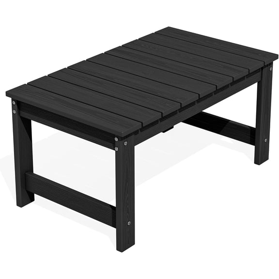 Sunny Lane Outdoor Coffee Table, HDPE Patio Coffee Table for Outside, Rectangle, Black