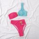 thumbnail image 4 of Gibobby Conjunto de bikini para mujer Bikini de contraste de color para mujer Traje de baño sexy Traje de baño dividido ondulado para mujer(Rosa caliente,CH), 4 of 5