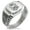 Silver, variant on Stainless Steel Pirate Skull Anchor & Sabers CZ Ribbed Needle Stripe Pattern Biker Style Polished Ring