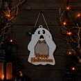 thumbnail image 2 of Kieccall Halloween Ghost Wooden Picture Frame Cute Spooky Shape, Ghost Shaped Photo Frame with Stand and Hanging Rope, Tabletop Ornament Wall Hanging Decor for Halloween Party Home, 2 of 6