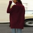 thumbnail image 6 of Womens Plus Size Sweaters Long Sleeve Crew Neck Split Hem Casual Oversized Ribbed Knit Tunic Pullover Tops Wine 3XL, 6 of 6