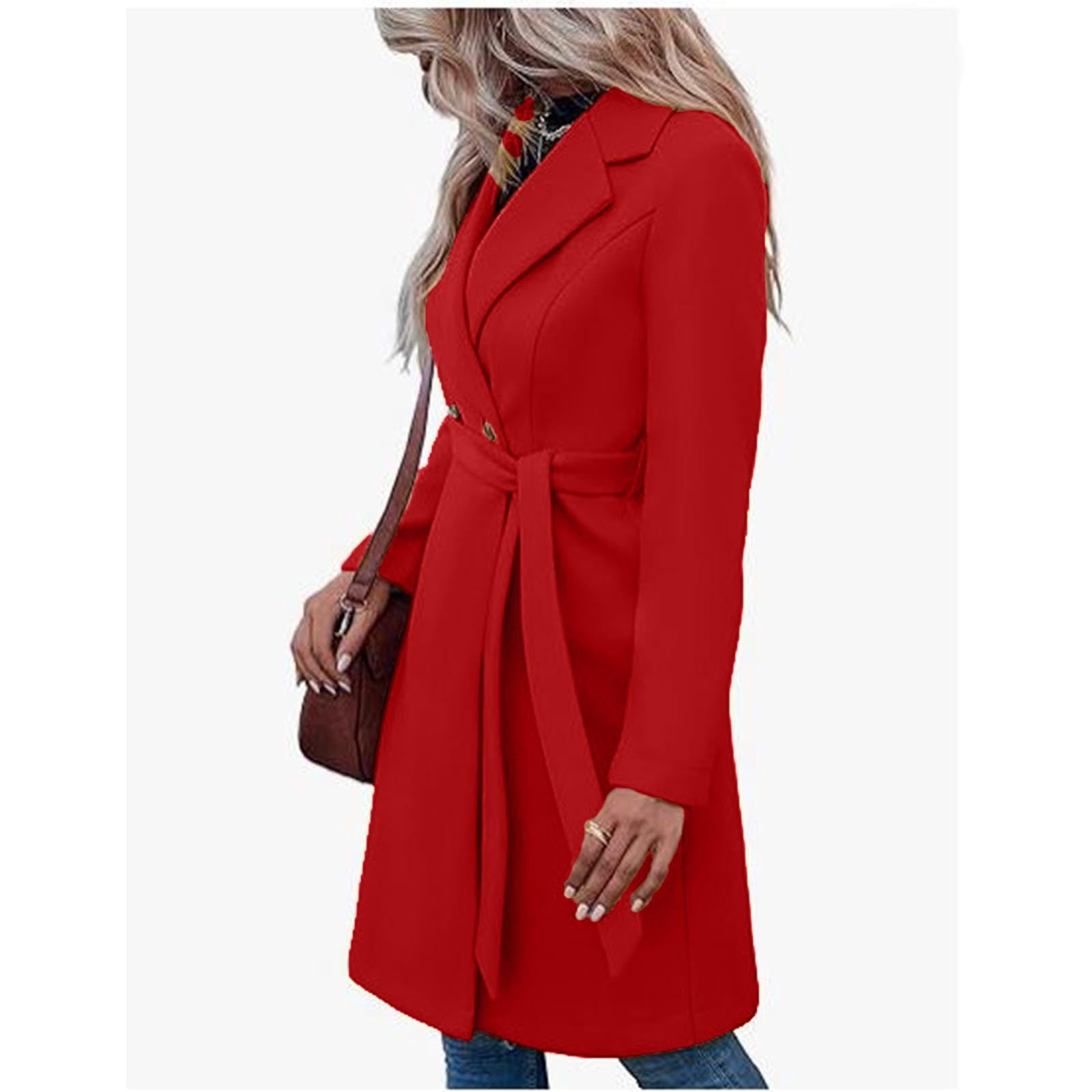 Trench Long Classique Femme Ceinturé - Manteau Élégant Automne Hiver Coupe-Vent