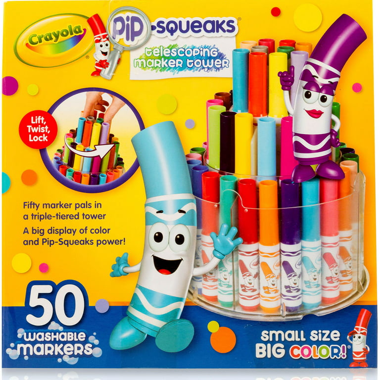 Crayola Pip-Squeaks Telescoping Marker Tower, Assorted Colors, 50