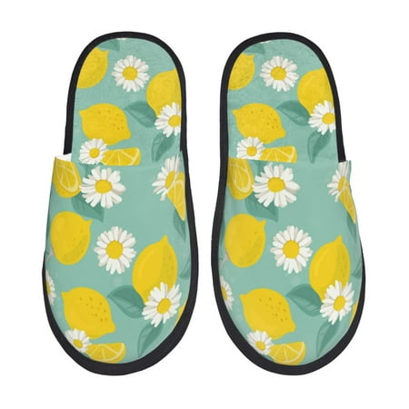 

House Slippers for Women Men - Lemons Chamomile Flowers Warm Non-slip Mens Womens Slippers Cozy Slip-on House Shoes Bedroom Outdoor Indoor Slippers for Men