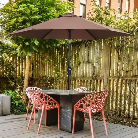 Autlaycil 7.5FT Patio Umbrellas with Push Button Tilt and Crank  Coffee