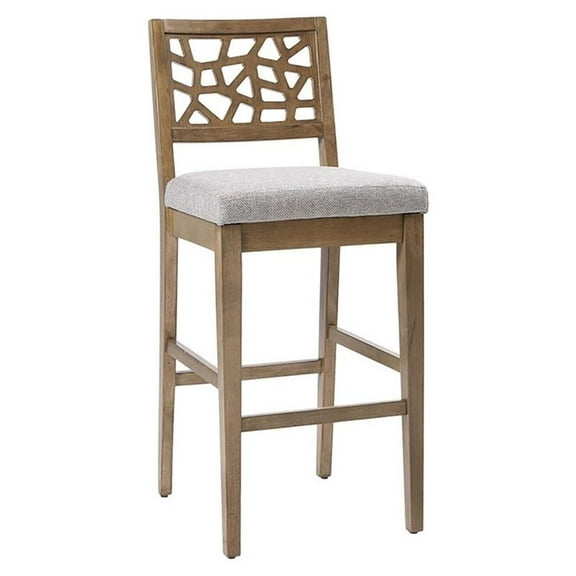 Pemberly Row 25" Solid Wood and Fabric Counter Stool in Light Gray/Oak