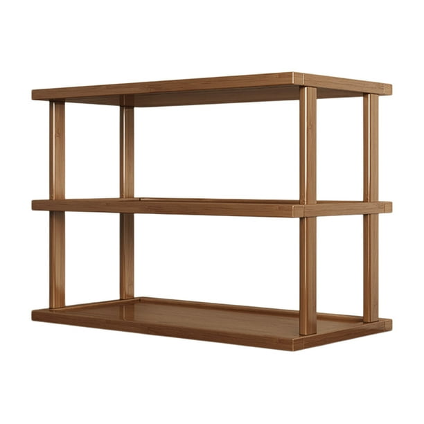 Estante para Zapatos Organizador Estante de Madera de 3 Capas Estante Moderno Estante Abierto Estante para Zapatos de Bambú Estante de Almacenamiento Estante de Pantalla Multifuncional Sala de Estar D