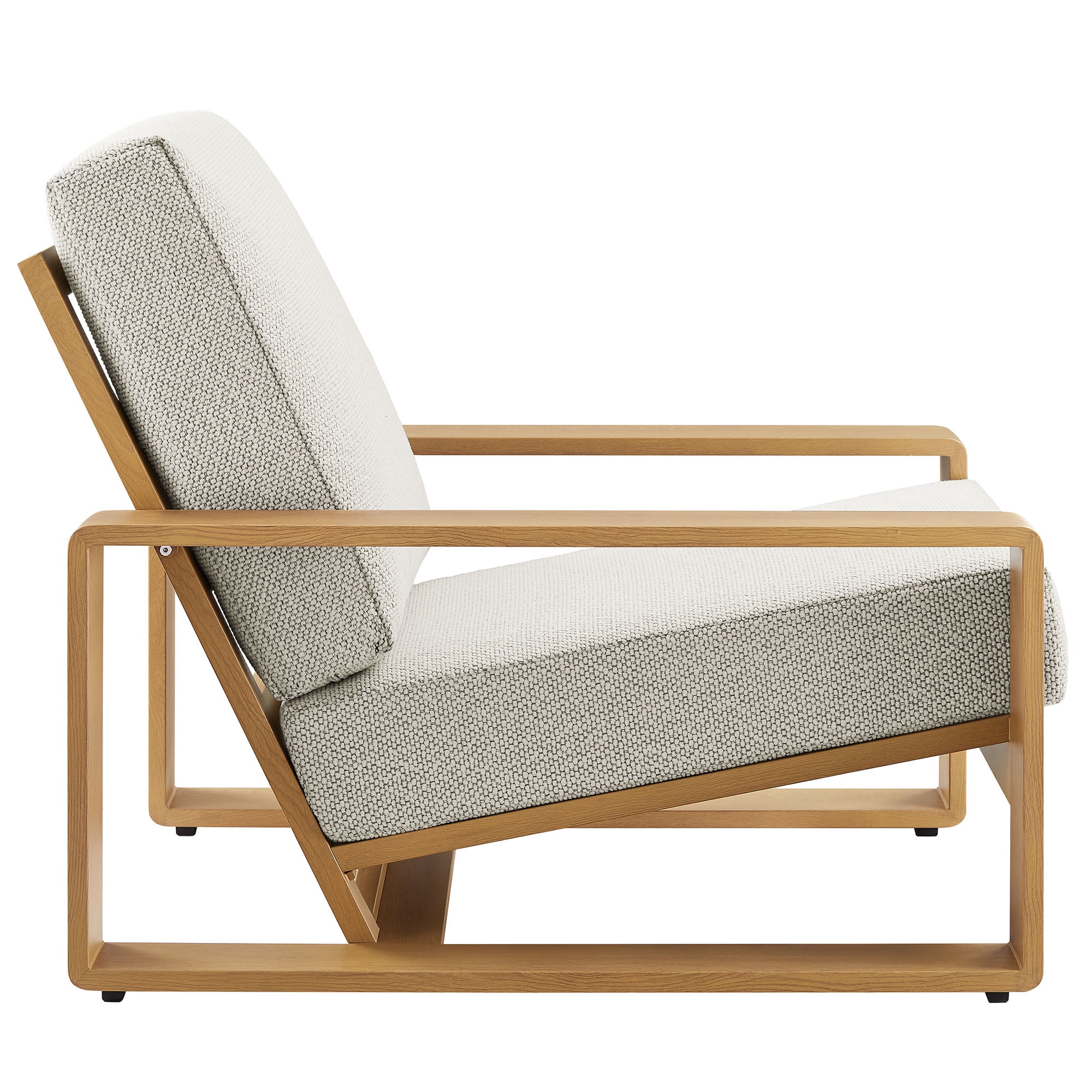 Modway Lirienne 4-Piece Patio Aluminum Faux Wood Furniture Set in Ivory Natural